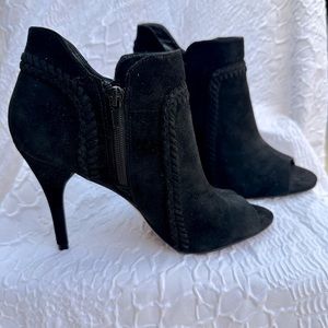 Black Suede Vince Camuto Peep Toe Heeled Ankle Boot​